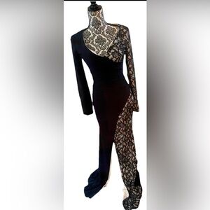 Custom-Made Embellished Lined Form Fitting Gown Dress Size 2/4 w/Front Slit